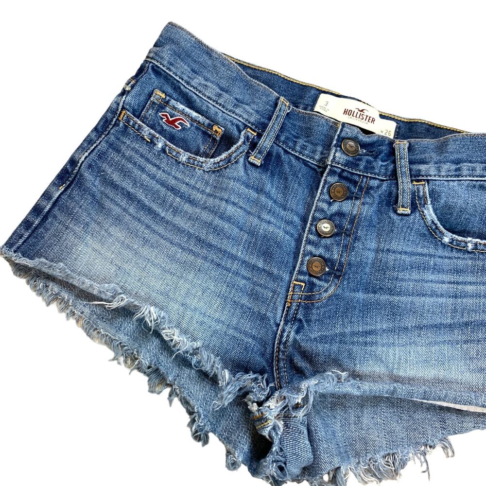 Hollister Cutoff Button Fly Mini Micro Denim Jean Shorts Size 3